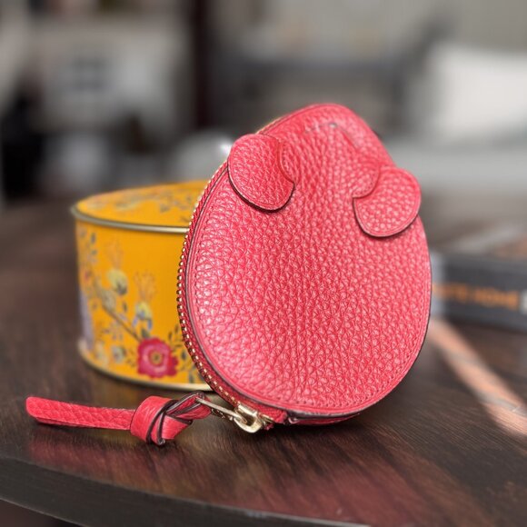 Coach - Mouse Coin Case Small Leather Purse - Red - Picture 1 of 4
